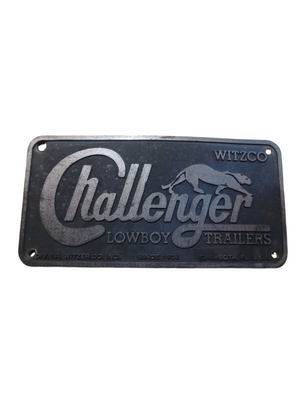 Witzco Challenger Lowboy Trailers license Plate VTG